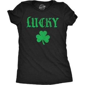 Womens Funny T Shirts Sarcastic Lucky Clover Matching St Patricks Day Graphic Novelty Tee for Ladies
