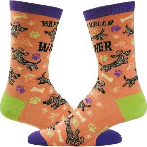 Women’s Happy Hallowiener Socks Funny Halloween Pet Dog Puppy Dachshund Lover Footwear