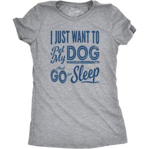Womens I Just Want to Pet My Dog and Go to Sleep Funny T Shirt Novelty Lover(Light Heather Grey)