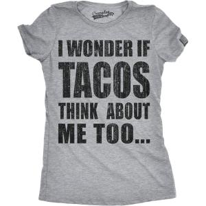 Womens I Wonder If Tacos Think About Me Too Funny Taco Tuesday Sarcastic Cool(Light Heather Grey)
