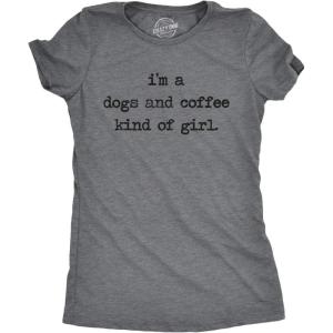 Womens Im A Dogs and Coffee Kind of Girl T Shirt Funny Pet Lover Mom Puppy Tee(Dark Heather Grey)