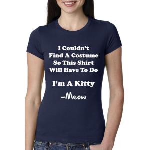 Women’s I’m A Kitty Meow Halloween Costume T Shirt Funny Cat Shirt for Women(Heather Navy)