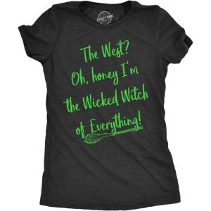Womens Im The Wicked Witch of Everything T Shirt Funny Halloween Tee for Ladies(Heather Black)