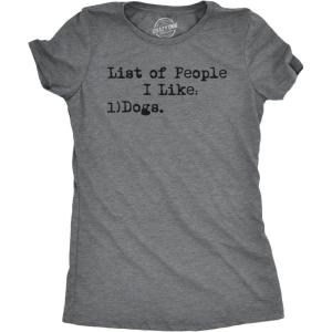 Womens List of People I Like Dogs T Shirt Funny Pet Lover Mom Graphic Tee Ladies(Dark Heather Grey)