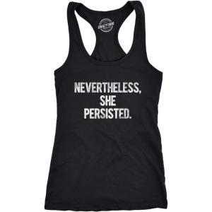 Womens Nevertheless She Persisted Funny Political Congress Senate Fitness Tank Top(Heather Black)