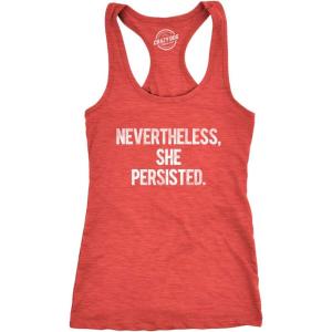 Womens Nevertheless She Persisted Funny Political Congress Senate Fitness Tank Top(Red)