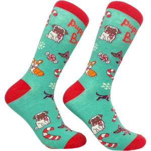 Women’s Puppermint Bark Socks Funny Pet Dog Puppy Animal Lover Christmas Candy Footwear