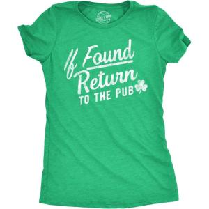 Womens Saint Patricks Day T Shirts for Pubs Funny Drinking Shirts for Women(Heather Green – Return to the Pub)
