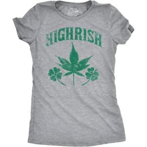 Womens Saint Patricks Day T Shirts for Pubs Funny Drinking Shirts for Women(Light Heather Grey – Highrish)