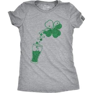 Womens Saint Patricks Day T Shirts for Pubs Funny Drinking Shirts for Women(Light Heather Grey – Shamrock Glitter)