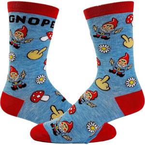 Women’s Socks Funny Mushroom Gnome Fantasy Fairy Tale Novelty Footwear(Blue)