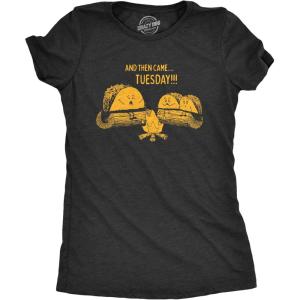 Womens Taco Tuesday Ghost Story T Shirt Funny Mexican Food Campfire Graphic Tee(Heather Black)