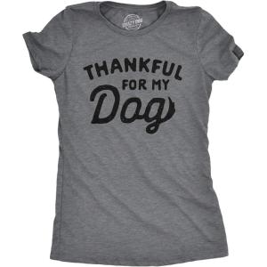 Womens Thankful for My Dog T Shirt Funny Cute Pet Puppy Thanksgiving Graphic Tee(Dark Heather Grey)