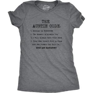 Womens The Auntie Code T Shirt Funny Gift for Aunt Sarcastic Novelty Graphic Tee(Dark Heather Grey)