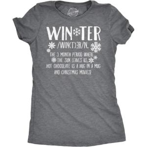 Womens Winter Definition Funny Christmas English T Shirt for Ladies(Dark Heather Grey)