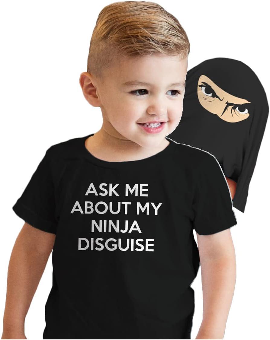 imageToddler Ask Me About My Ninja Disguise T Shirt Cool Karate Face Mask Flip TeeBlack