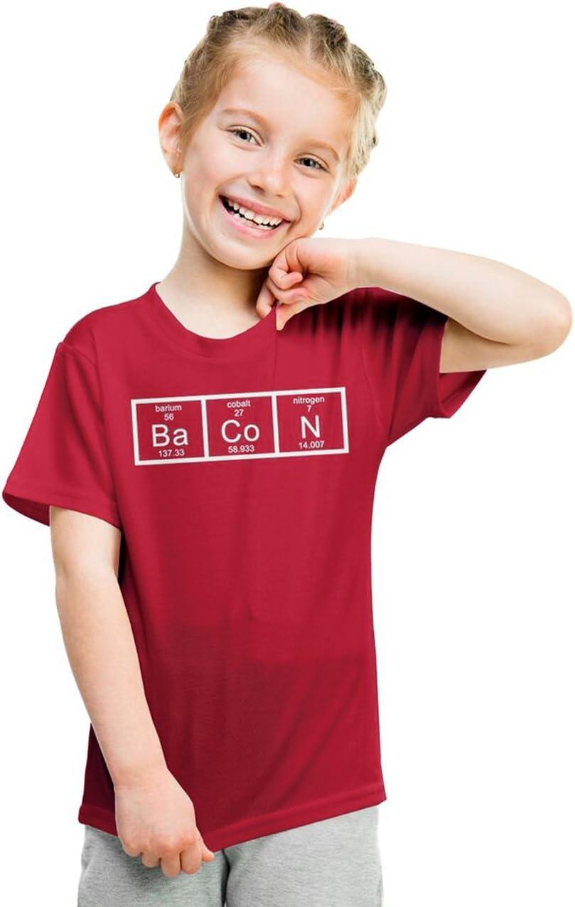 imageYouth Bacon Chemistry TShirt Funny Science Preiodic Table Tee for KidsRed