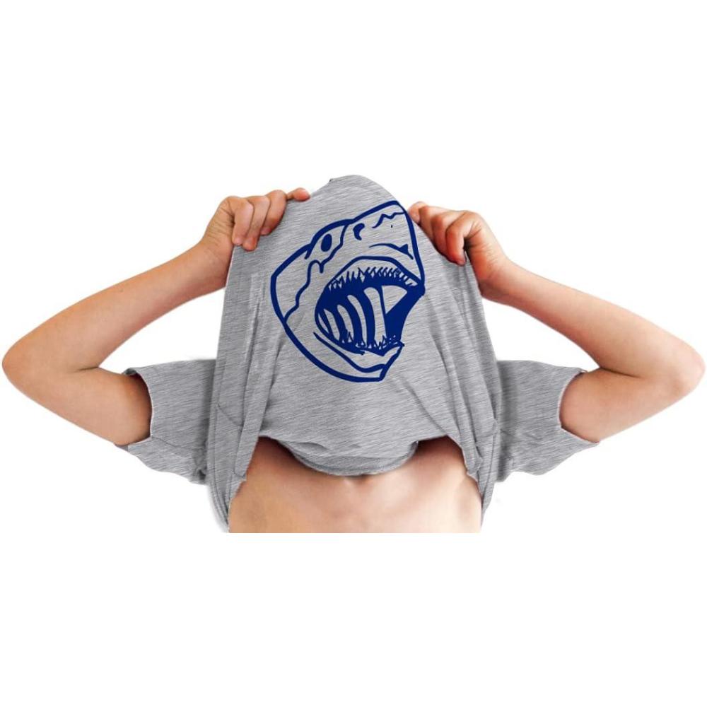 imageYouth Ask Me Why Im Jawsome Cool Movie Great White Shark Shirt Costume for KidsLight Heather Grey