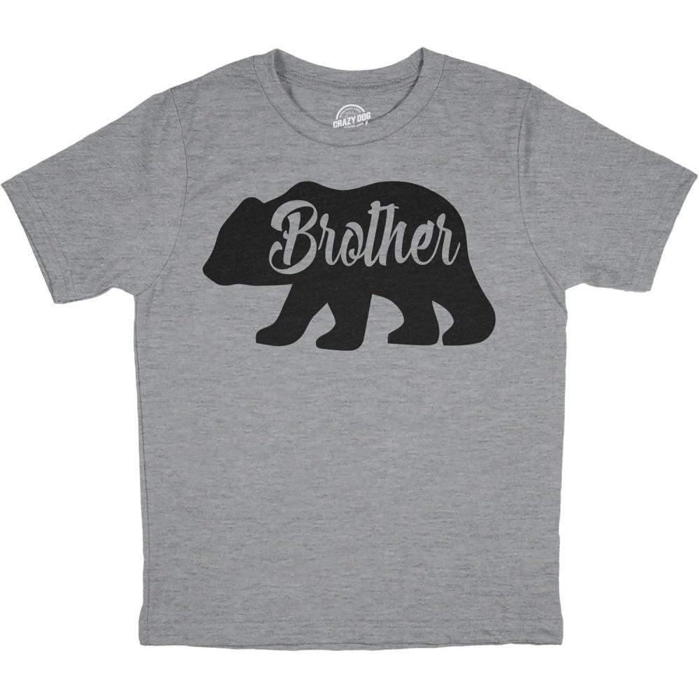 imageYouth Brother Bear T Shirt Cute Funny Family Sibling Tee Cool for KidsLight Heather Grey