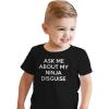 Toddler Ask Me About My Ninja Disguise T Shirt Cool Karate Face Mask Flip Tee(Black)