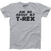 Youth Ask Me About My Trex T Shirt Funny Cool Dinosaur Flip Graphic Print Kids(Light Heather Grey)