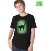Youth Glow in The Dark Cat T Shirt Cool Halloween Scary Cute Tee for Kids(Black)