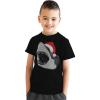 Youth Santa Jaws Funny Holiday Shark Christmas Cool Novelty T Shirt for Kids(Black)