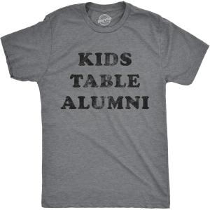 Mens Kids Table Alumni T Shirt Funny Thanksgiving Dinner Sarcastic Holiday Family Tee(Dark Heather Grey)