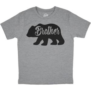 Youth Brother Bear T Shirt Cute Funny Family Sibling Tee Cool for Kids(Light Heather Grey)