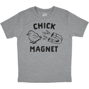 Youth Chick Magnet T Shirt Funny Cut Baby Chicken Novelty Tee(Light Heather Grey)