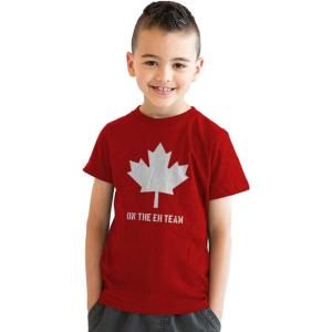 Youth Eh Team Canada T Shirt Funny Canadian Shirts Kids Novelty T Shirt Hilarious(Red)