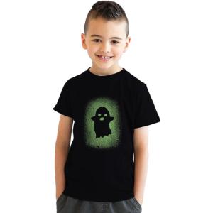 Youth Glowing Ghost Glow in The Dark T Shirt Cool Halloween Costume Tee(Black)