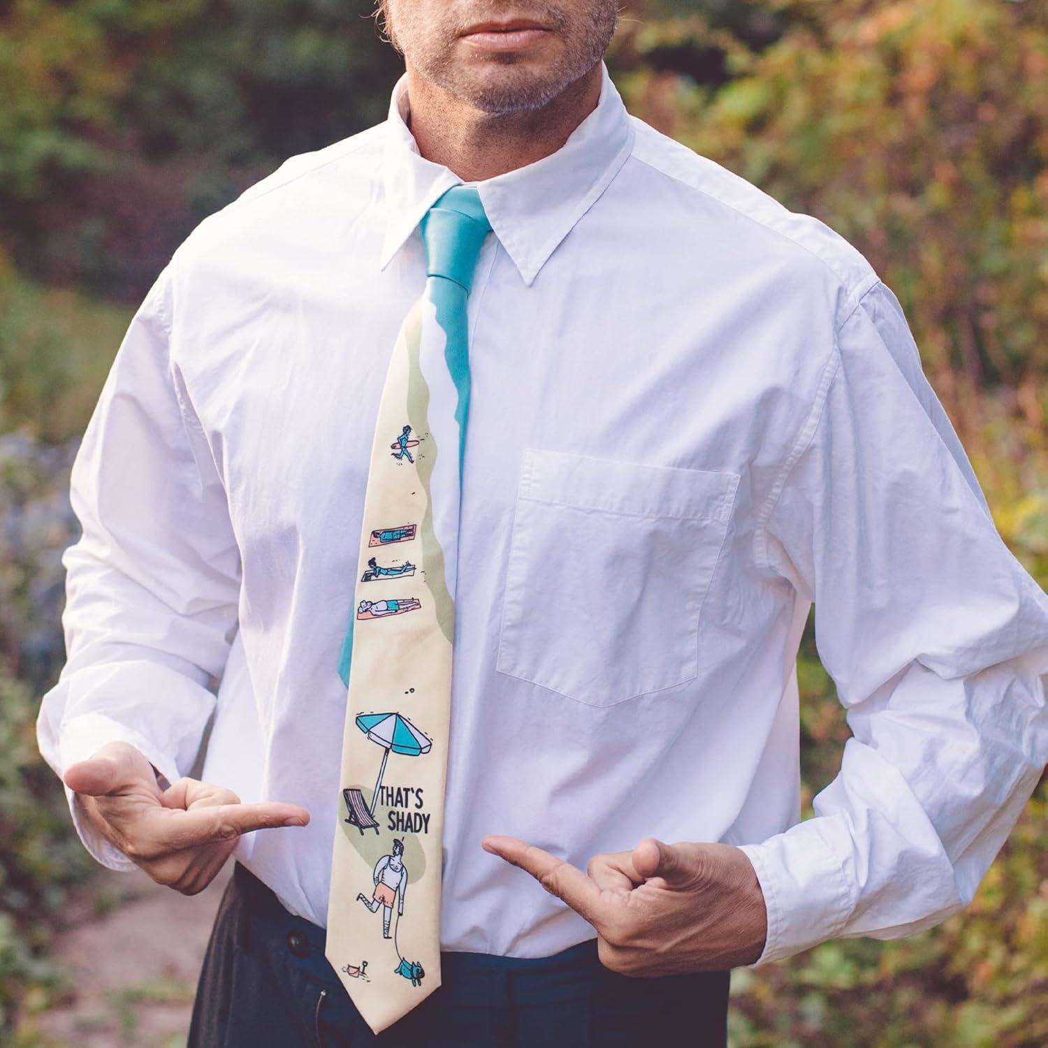imageCrazy Dog TShirts Funny Summer Tie for Men Thats Shady Beach Scene Print Necktie Novelty Hawaiian Fun Gag Gift Ties Office Menswear Accessory for Vacations Tropical Theme Event Parties