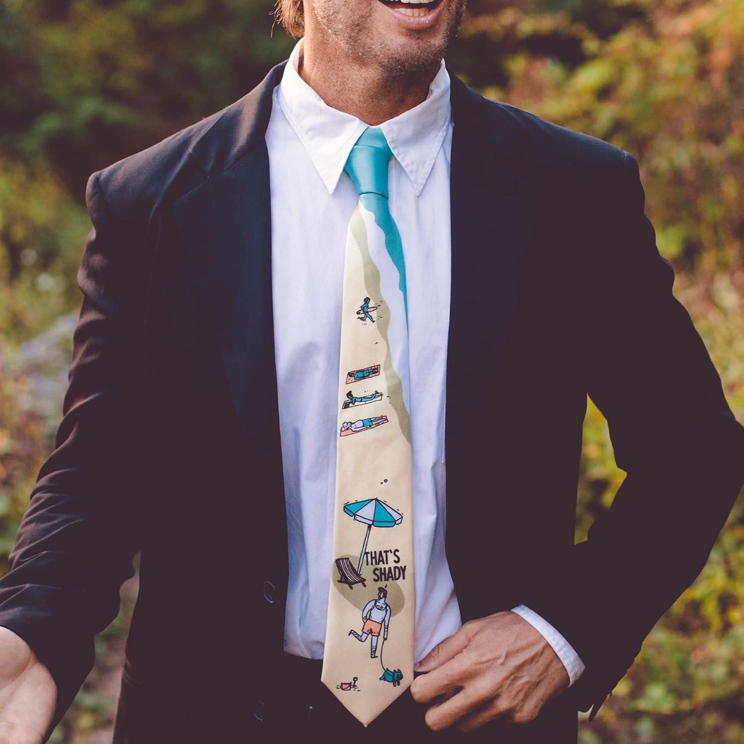 imageCrazy Dog TShirts Funny Summer Tie for Men Thats Shady Beach Scene Print Necktie Novelty Hawaiian Fun Gag Gift Ties Office Menswear Accessory for Vacations Tropical Theme Event Parties