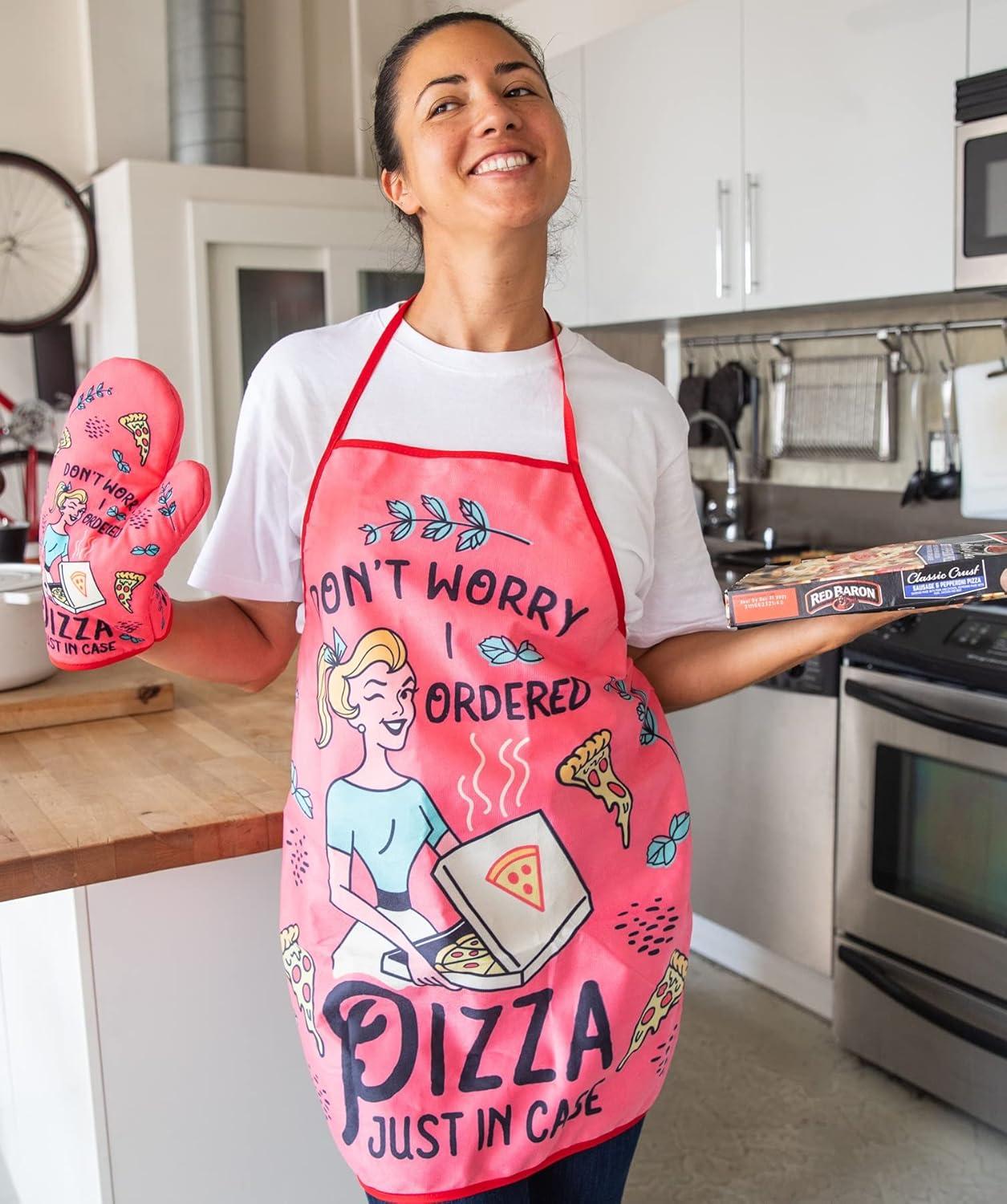 imageDont Worry I Ordered Pizza Just in Case Funny Cooking Humor Graphic Novelty Kitchen Accessories Funny Graphic Kitchenwear Cool Food Novelty Cookware Red Oven MittOven Mitt Apron