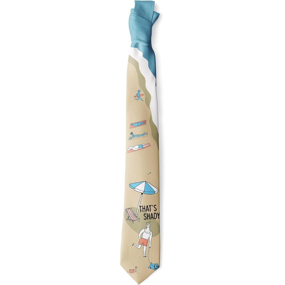 imageCrazy Dog TShirts Funny Summer Tie for Men Thats Shady Beach Scene Print Necktie Novelty Hawaiian Fun Gag Gift Ties Office Menswear Accessory for Vacations Tropical Theme Event Parties