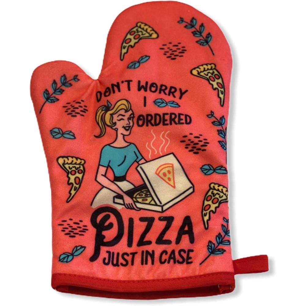 imageDont Worry I Ordered Pizza Just in Case Funny Cooking Humor Graphic Novelty Kitchen Accessories Funny Graphic Kitchenwear Cool Food Novelty Cookware Red Oven MittOven Mitt