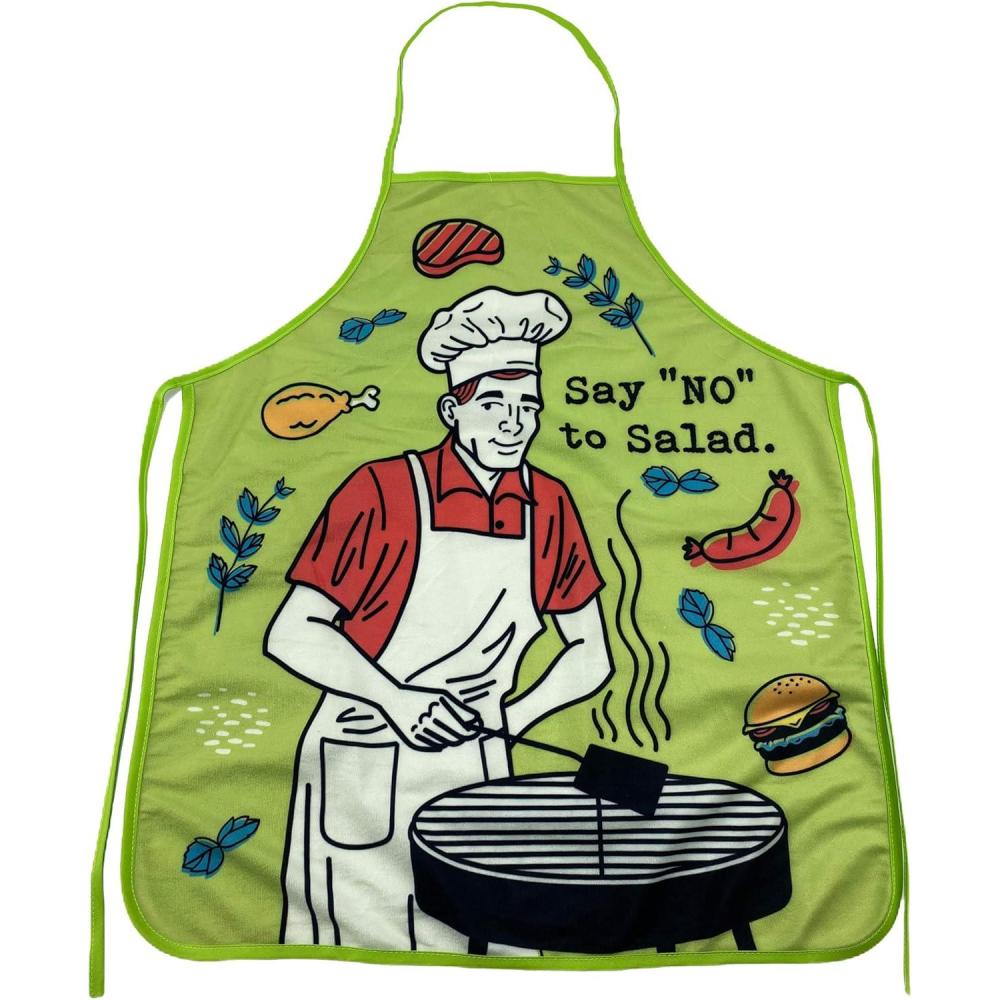 imageFunny BBQ Oven Mitt Say No to Salad Design Heat Resistant Novelty Grilling Glove Meat Lover Oven Mitt for Backyard Barbecue Cooking and Kitchen UseApron