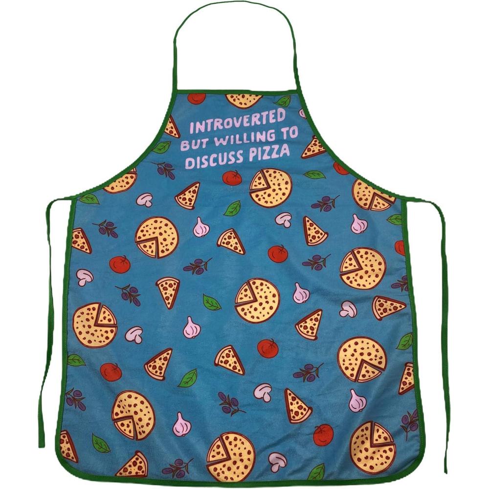 imageFunny Pizza Oven Mitt Introverted But Willing to Discuss Pizza Design Durable Microfiber Cotton Blend for Heat Protection Novelty Food Kitchen Glove for Food LoversApron