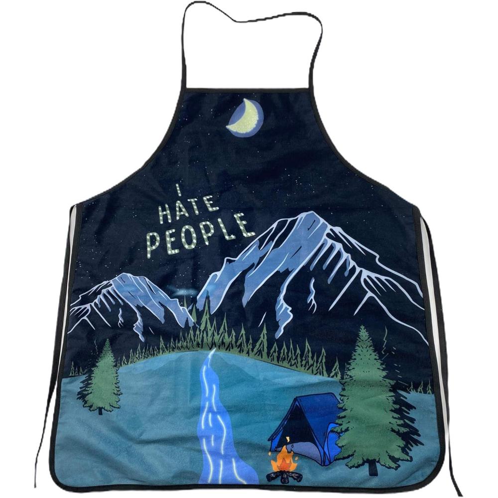 imageI Hate People Funny Outdoor Adventure Camping Introvert Graphic Kitchen Accessories Funny Graphic Kitchenwear Cool Camping Novelty Cookware Black Oven MittApron