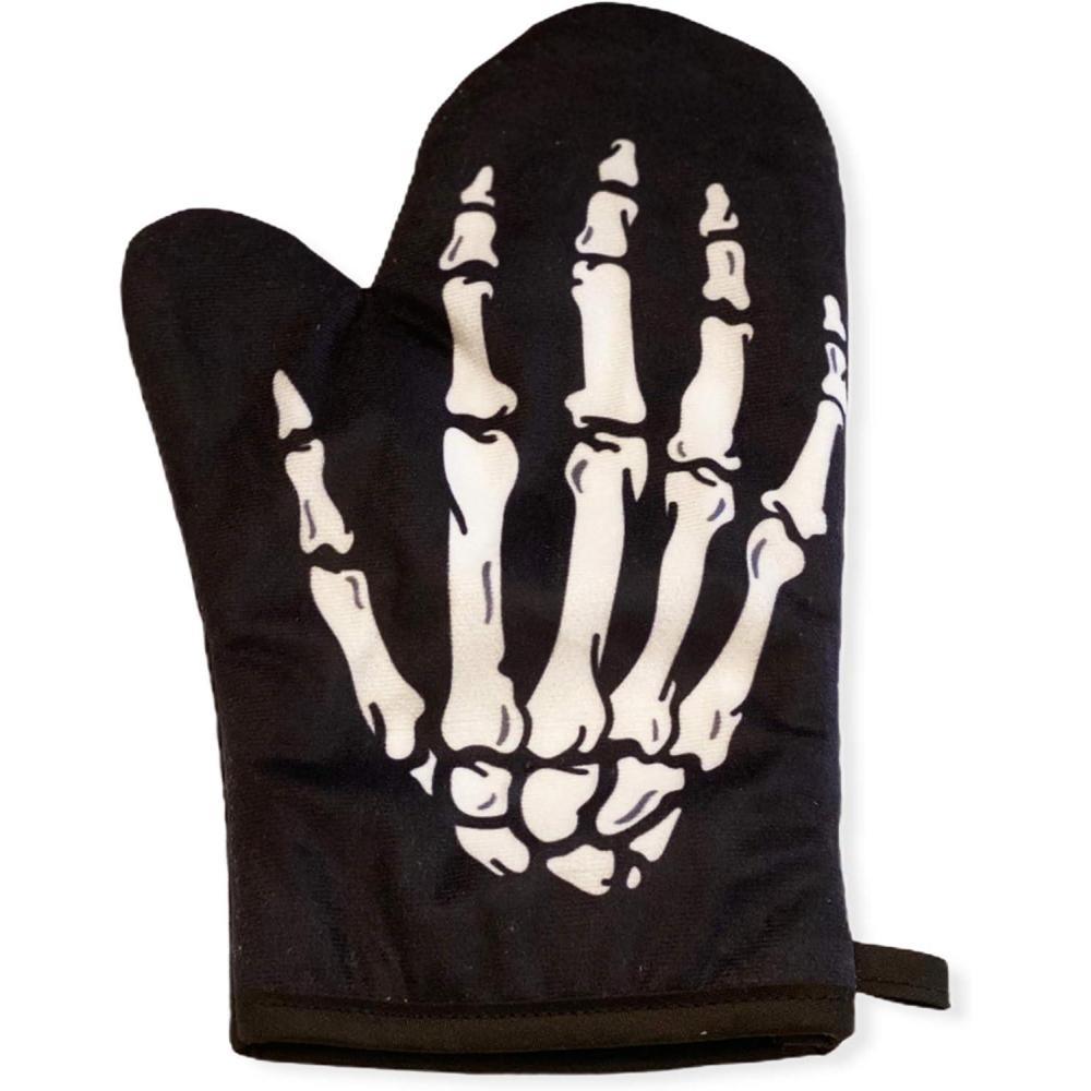 imageSkeleton Hand Oven Mitt Funny Bones Halloween Party Graphic Novelty Accessories Funny Graphic Kitchenwear Halloween Cool Food Novelty Cookware Black Oven MittOven Mitt