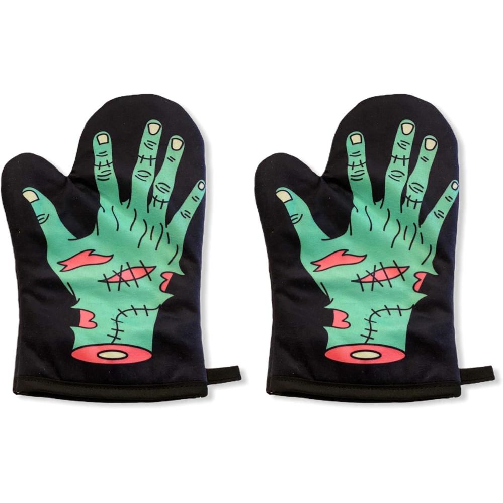 imageZombie Hand Oven Mitt Funny Halloween Undead Graphic Novelty Kitchen Accessories Funny Graphic Kitchenwear Halloween Cool Food Novelty Cookware Black Oven MittOven Mitt Pack of 2