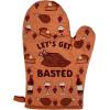 Funny Thanksgiving Oven Mitt – Lets Get Basted Turkey and Wine Design – Heat Resistant Microfiber Cooking Glove – Novelty Holiday Kitchen Mitt for Baking and Family Dinners(Oven Mitt)