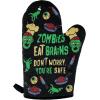 Zombies Eat Brains Don’t Worry You’re Safe Oven Mitt Funy Halloween Undead Sarcastic Kitchen Glove Funny Graphic Kitchenwear Halloween Cool Zombie Black Oven Mitt(Oven Mitt)