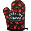 Awesome Sauce Oven Mitt Funny Hot Sauce Peppers Graphic Novelty Kitchen Glove Funny Graphic Kitchenwear Cool Food Novelty Cookware Black Oven Mitt(Oven Mitt)