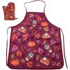 Crazy Dog T-Shirts Pumpkin Spice Funny Fall Autumn Coffee Pumpkin Pie Thanksgiving Kitchen Accessories Funny Graphic Kitchenwear Thanksgiving Cool Food Novelty Cookware Red Oven Mitt + Apron(Oven Mitt + Apron)
