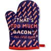 Crazy Dog T-Shirts That’s Too Much Bacon Sand No One Ever Funny Cooking Breakfast Kitchen Accessories Funny Graphic Kitchenwear Cool Food Novelty Cookware Blue Oven Mitt + Apron(Oven Mitt)