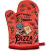 Don’t Worry I Ordered Pizza Just in Case Funny Cooking Humor Graphic Novelty Kitchen Accessories Funny Graphic Kitchenwear Cool Food Novelty Cookware Red Oven Mitt(Oven Mitt)