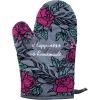 Happiness is Homemade Oven Mitt Cute Floral Baking Kitchen Glove Funny Graphic Kitchenwear Cool Motivational Novelty Cookware Grey Oven Mitt(Oven Mitt)