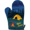 Happy Camper Oven Mitt Hiking Campfire Forest Nature Bonfire Kitchen Glove Funny Graphic Kitchenwear Cool Camping Novelty Cookware Green Oven Mitt(Oven Mitt)
